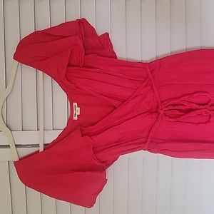 Fushia flutter sleeve maxi dress